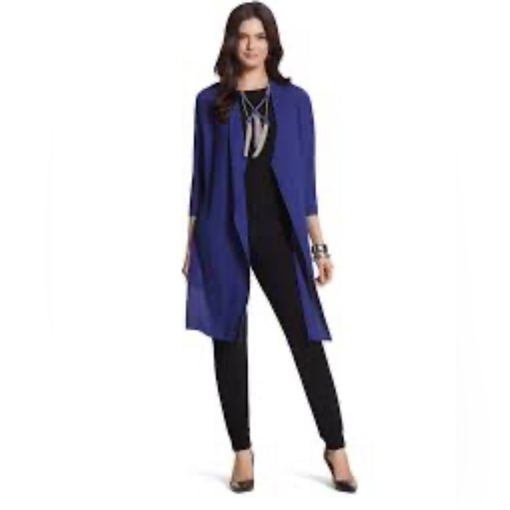 Travelers Collection by Chico's Drape Front Cardigan Women's Blue Crinkle M